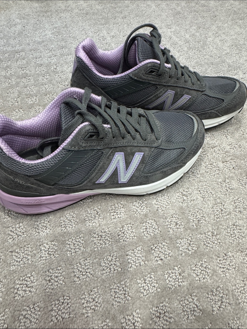 New Balance Women’s Dark Gray and Lilac Lace-Up Athletic Sneakers